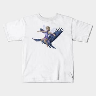 Fairy faerie elf riding eagle flying Kids T-Shirt